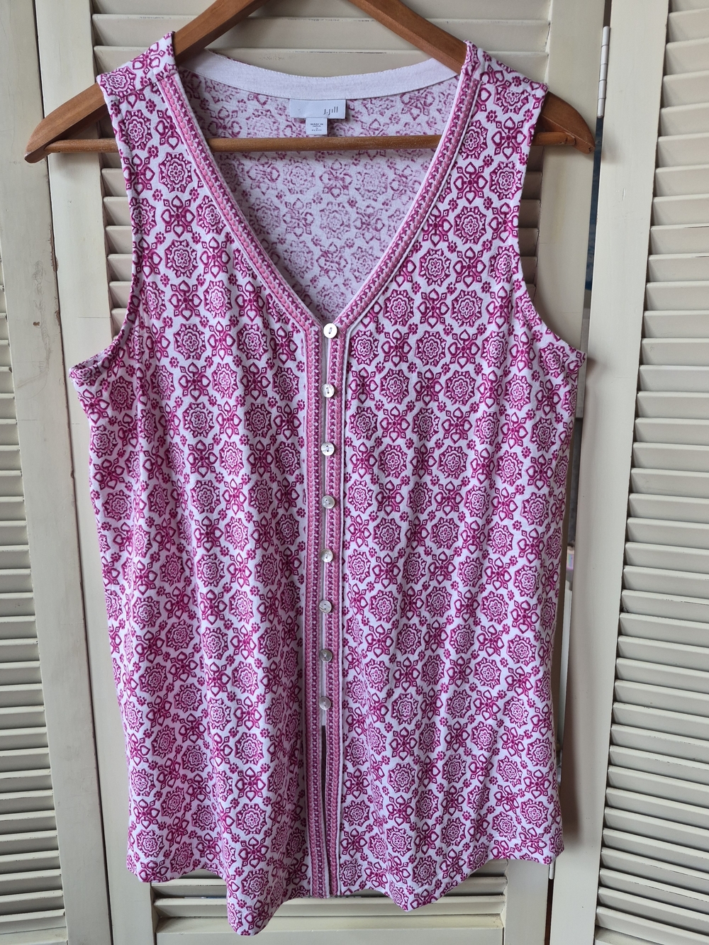 J. Jill Pink Button Front Sleeveless Top Size Small Petite